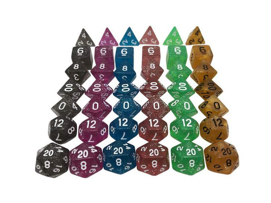 SkullSplitter Glitter Dice Bundles 6 sets black pink blue red green and gold