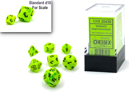 Chessex CHX20430 Mini-Polyhedral Bright Green w/ Black numbers.