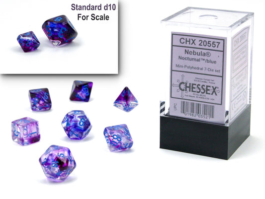 Chessex CHX20557 Mini-Polyhedral Nebula Nocturnal w/ Blue numbers.