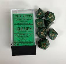CHX25335 Speckled Golden Recon Standard set of 7 dice.