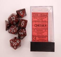 CHX25344 Speckled Silver Volcano Standard set of 7 dice.
