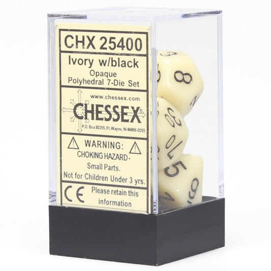 Chessex CHX25400 Opaque Ivory Dice w/ Black Numbers