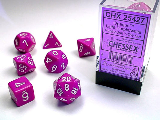 Chessex CHX25427 Opaque Light Purple Dice w/ White Numbers