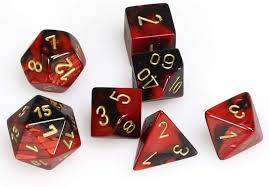 CHX26433 Gemini Black-Red dice w/ Gold Numbers