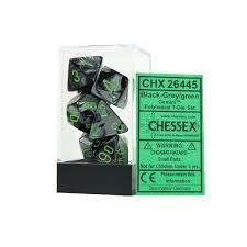 CHX26445 Gemini Black-Green dice w/ Green numbers