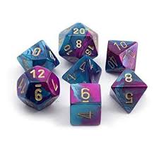 Chessex - 26449 Gemini Purple-Teal Dice w/ Gold Numbers