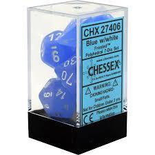 CHX27406 Frosted Blue dice w/ White numbers