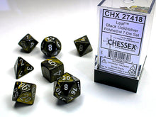 Chessex - 27418 Leaf Black and Gold Dice w/ Silver numbers