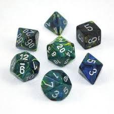 CHX27445 Festive Green dice w/ Silver numbers