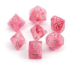 CHX27524 Ghostly Glow Pink dice w/ Silver numbers