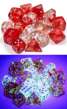 Chessex - 27554 Luminary Nebula Red Dice w/ Silver Numbers