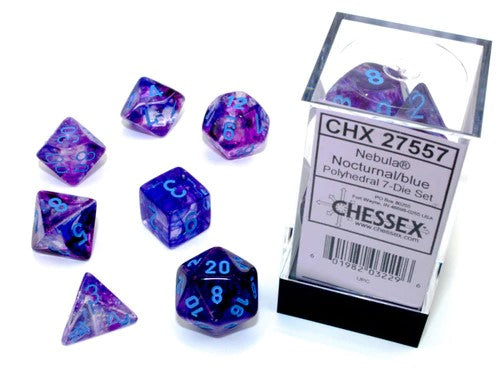 Chessex CHX27557 Luminary Nebula Nocturnal Dice w/ Blue  Numbers