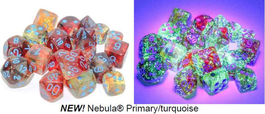 Chessex CHX27559 Luminary Nebula Primary Dice w/ Turquoise Numbers