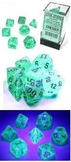 Chessex - 27575 Borealis Luminary Light Green Dice w/ Gold Numbers