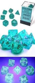 Chessex CHX27585 Borealis Luminary Teal Dice w/Gold Numbers
