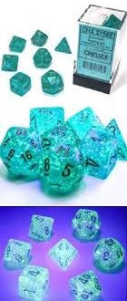 Chessex - 27585 Borealis Luminary Teal Dice w/Gold Numbers