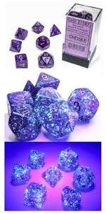 Chessex - 27587 Borealis Luminary Royal Purple Dice w/Gold Numbers