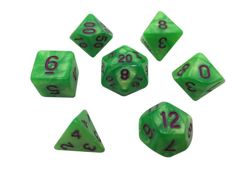 SkullSplitter Contagion Marble Green Dice w/Purple Numbers