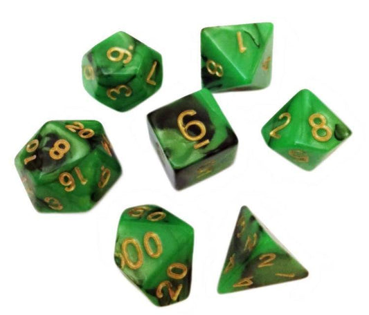 SkullSplitter Green and Black Swirled Dice