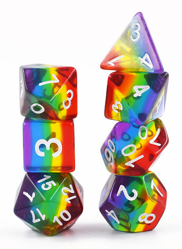 TwoFaad - Rainbow Clear Dice w/White Numbers
