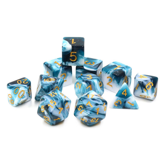 Teleria 11pc Set of Dice w/Gold Numbers