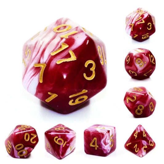 Blood Moon 7pc Set of Dice w/Gold Numbers
