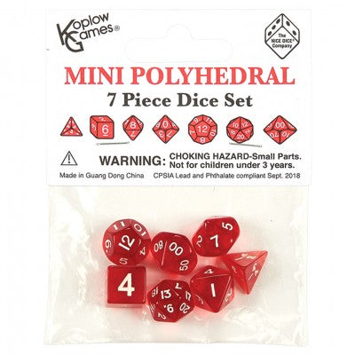 Koplow Mini Red dice w/ White numbers KPL19185
