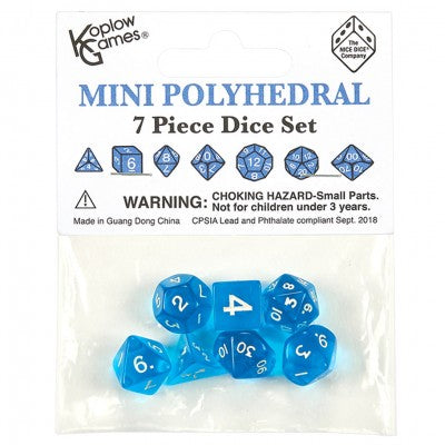 Koplow Mini Blue dice w/ White numbers KPL19186