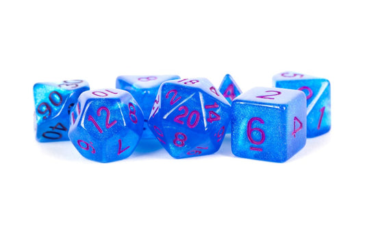 MDG LIC176 Stardust Blue dice w/ Purple numbers