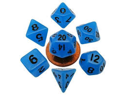 MDG LIC4302 Mini Glow in the Dark Blue dice w/ Black numbers