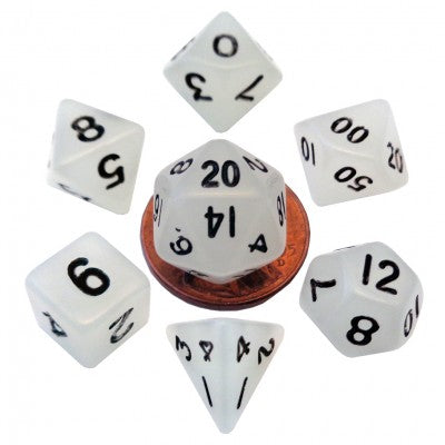 MDG LIC4310 Mini Glow in the Dark Clear dice w/ Black numbers