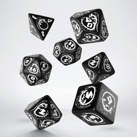 QWorkshop QWOSDRA05 Pathfinder: Dragons Black Dice w/White Numbers