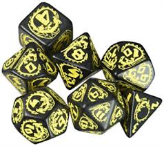 QWorkshop QWOSDRA07 Pathfinder: Dragons Black Dice w/Yellow Numbers