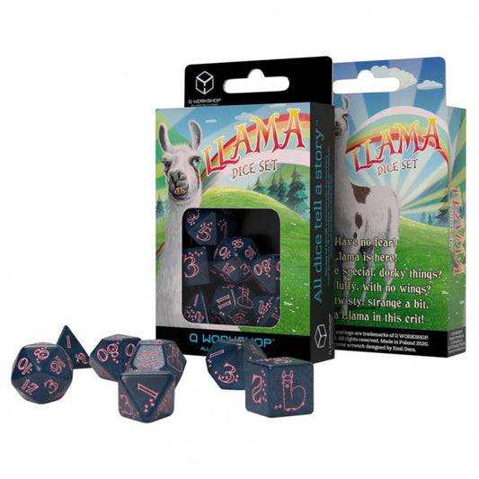 QWorkshop QWOSLLA3E Sparkling Llama Glitter Dark Blue Dice w/Pink