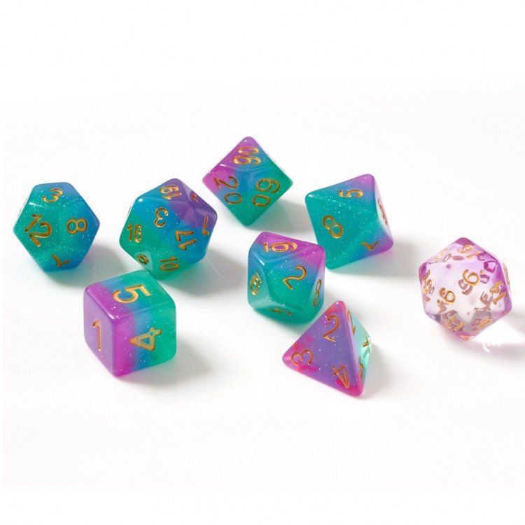 Sirius Dice SDZ000301 7-Set Northern Lights w/Gold Numbers