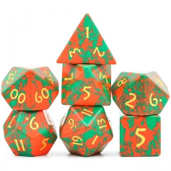 TwoFaad - Semi-Precious Gemstone Orange and Green Turquoise Dice