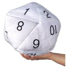 Plush Jumbo D20 White w/black Numbers