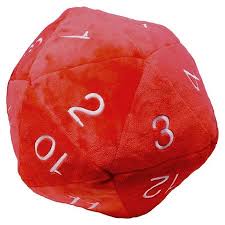 Plush Jumbo D20 Red w/white Numbers