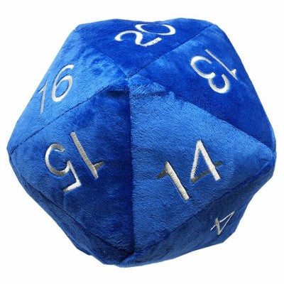 Plush Jumbo D20 Blue w/white Numbers