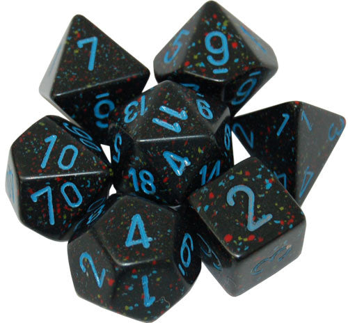 CHX25338 Speckled Blue Stars Standard set of 7 dice.