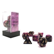 CHX26440 Gemini Black-Purple dice w/ Gold numbers