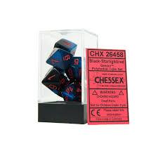 CHX26458 Gemini Black Starlight dice w/ Red numbers