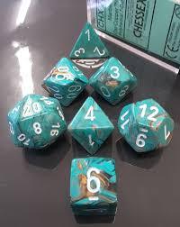 CHX27403 Marble Oxi-Copper dice w/ White numbers
