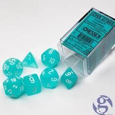 CHX27405 Frosted Teal dice w/ White numbers
