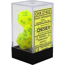 CHX27422 Vortex Electric Yellow dice w/ Green numbers
