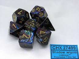 CHX27499 Lustrous Shadow dice w/ Gold numbers