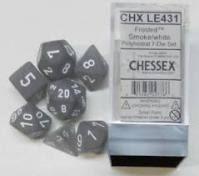 Chessex - LE431 Discontinued Frosted Smoke Dice w/white numbers.