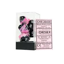 CHX26430 Gemini Black-Pink dice w/ White numbers