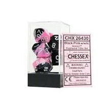 CHX26430 Gemini Black-Pink dice w/ White numbers