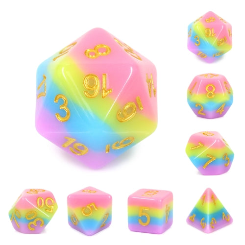 Cotton Candy Dice w/Gold Numbers